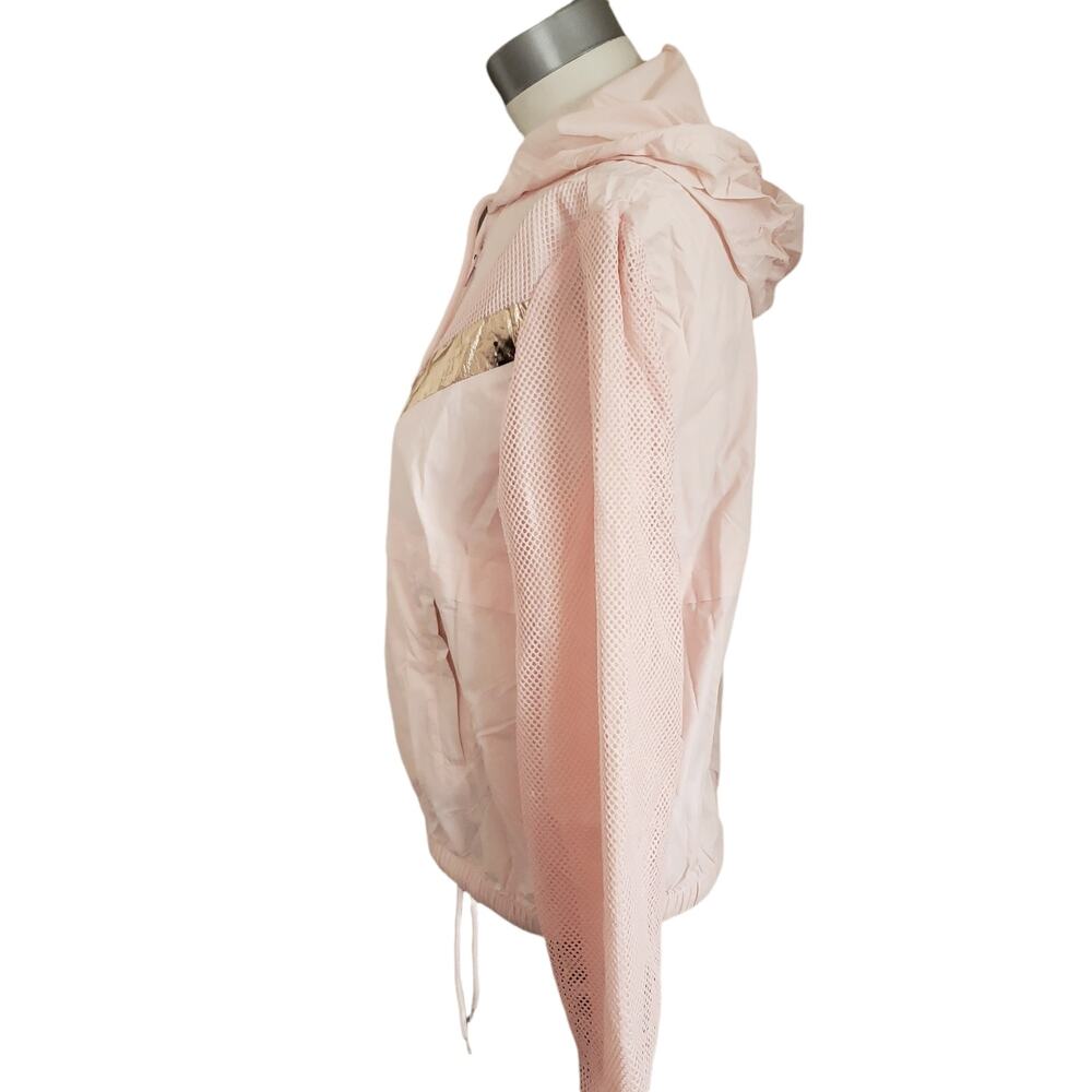 GENERATION LOVE Quincy chevron lightweight hooded pink windbreaker jacket XS NEW - Picture 2 of 9
